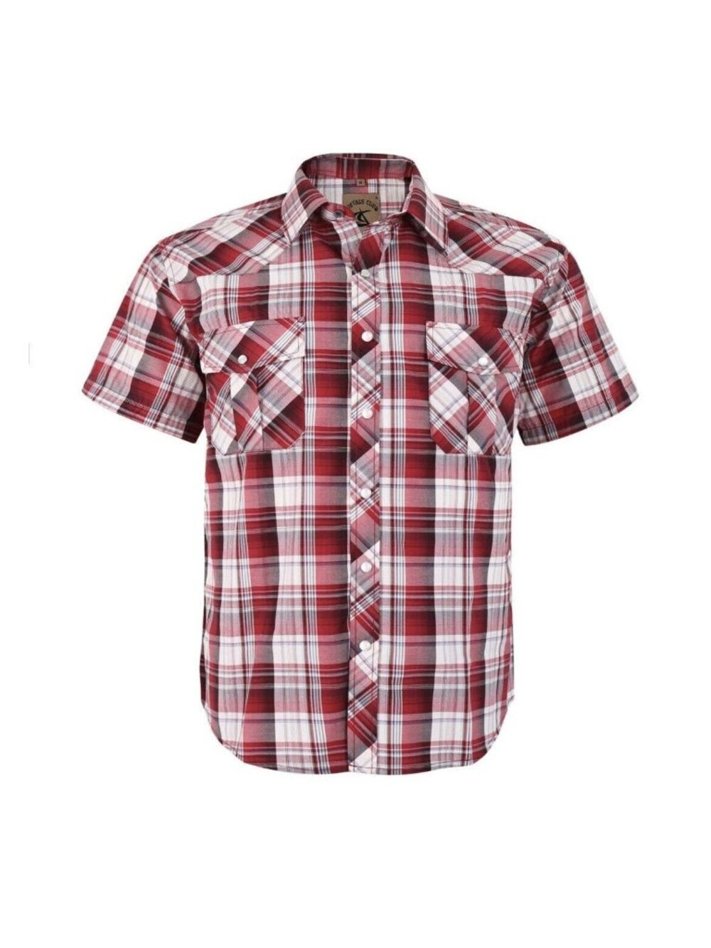 COEVALS CLUB Men's Western red Plaid Pearl Snap Buttons sz S short sleeves cowbo